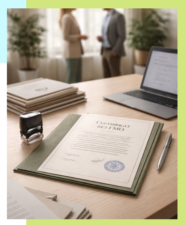 Сертификат без ГМО в Павловском Посаде от 7622 р. оформить срочно Алешин-Пвл